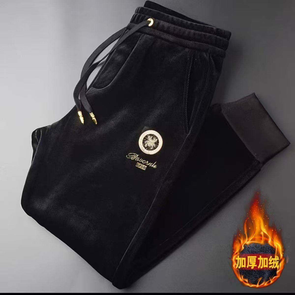 金丝绒裤子男抗皱冬季修身雪尼尔男裤加绒加厚休闲长裤大码束脚裤