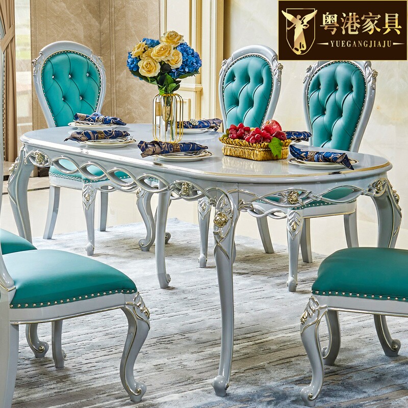 欧式轻奢方桌 美式简约家用餐桌椅实木小户型方桌吃饭桌子6人法式