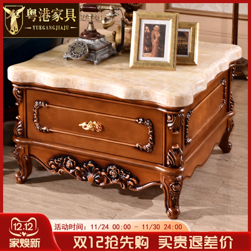 欧式方几美式奢华客厅功夫实木茶几小户型仿古角几边几别墅小茶桌