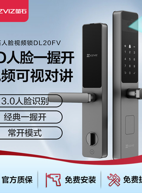 萤石智能锁AI人脸识别大屏可视掌静脉锁家用防盗电子门锁DL20FV