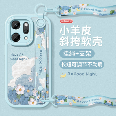 适用opporeno14手机壳带挂绳支架