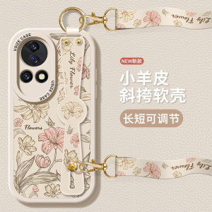 复古百合适用华为nova13手机壳新款12活力版保护套nova14防摔novo8挂脖10se全包9pro挂绳hi软斜挎ultra女款11