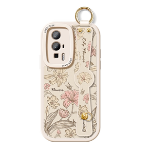 适用小米红米k60Pro手机壳新款斜挎红米K30Pro挂绳K40s腕带软壳note11tPro防摔小米13女款14c保护套复古百合