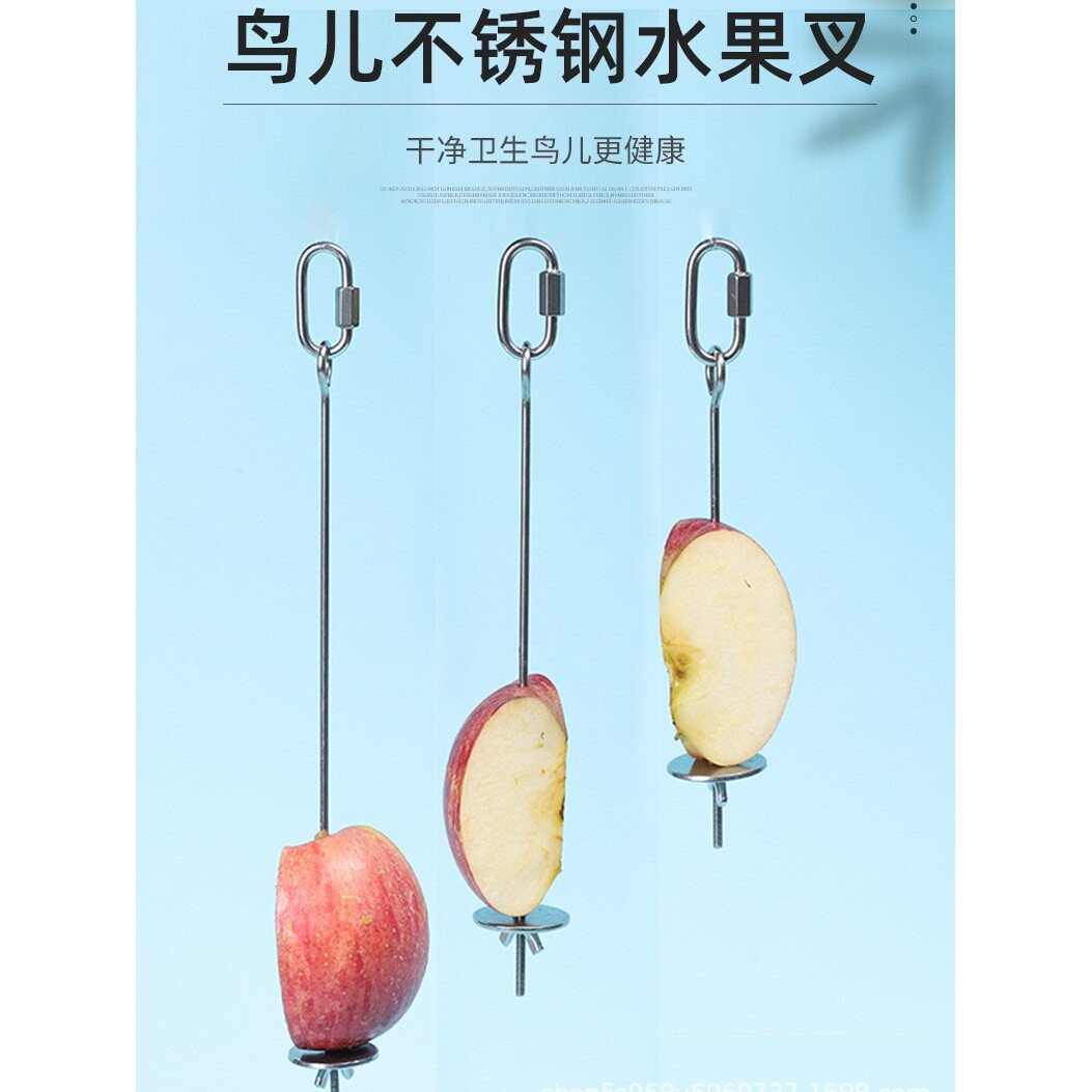 鹦鹉鸟用水果叉不锈钢蔬菜玉米挂钩水果夹喂食器玩具鸟笼配件用品