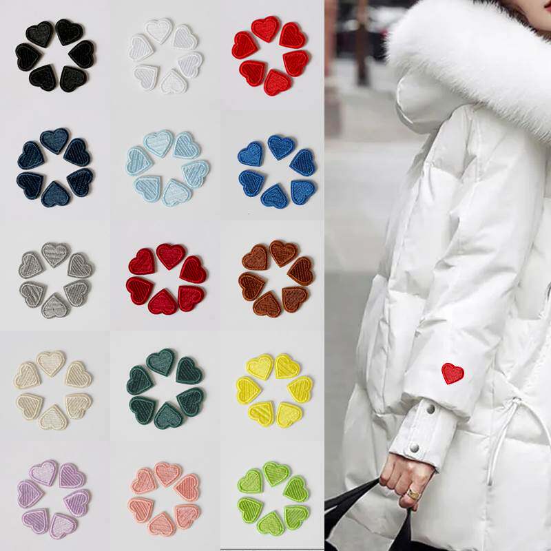 高级感刺绣补丁贴衣服裤子破洞修补贴自粘免缝羽绒服爱心图案布贴