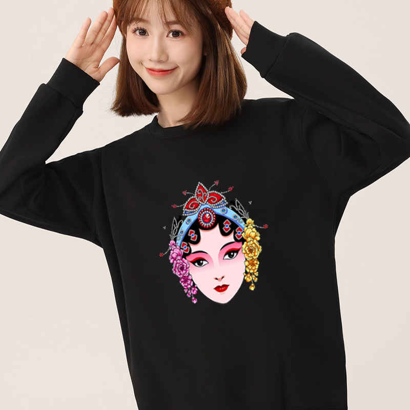 京剧脸谱圆领卫衣秋冬装戏曲面谱演出班服亲子装练功服定制团体服