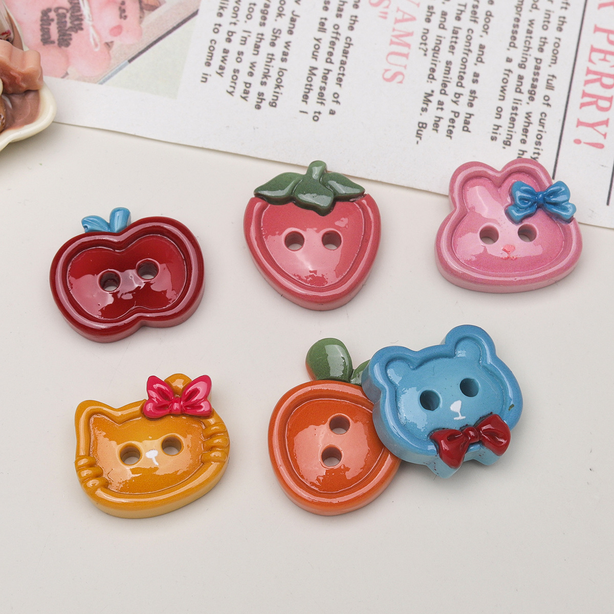 卡通水果纽扣3D立体水杯贴纸