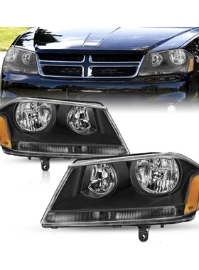 适用于2008 - 2014年道奇 Avenger前照灯总成一对黑色琥珀色