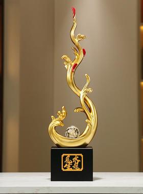 风生水起入户玄关装饰摆件58厘米高轻奢高档客厅电视柜乔迁工艺品