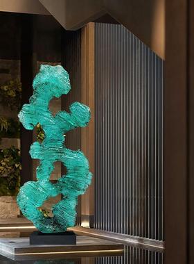 现代抽象透明树脂雕塑珊瑚造型办公室摆件别墅家居样板间软装饰品