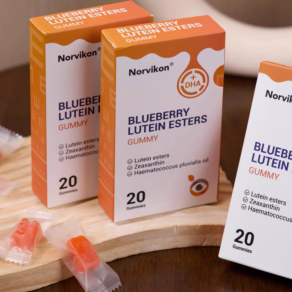 Norvikon诺维肯DHA藻油蓝莓叶黄素酯小熊软糖美国进口随身携带