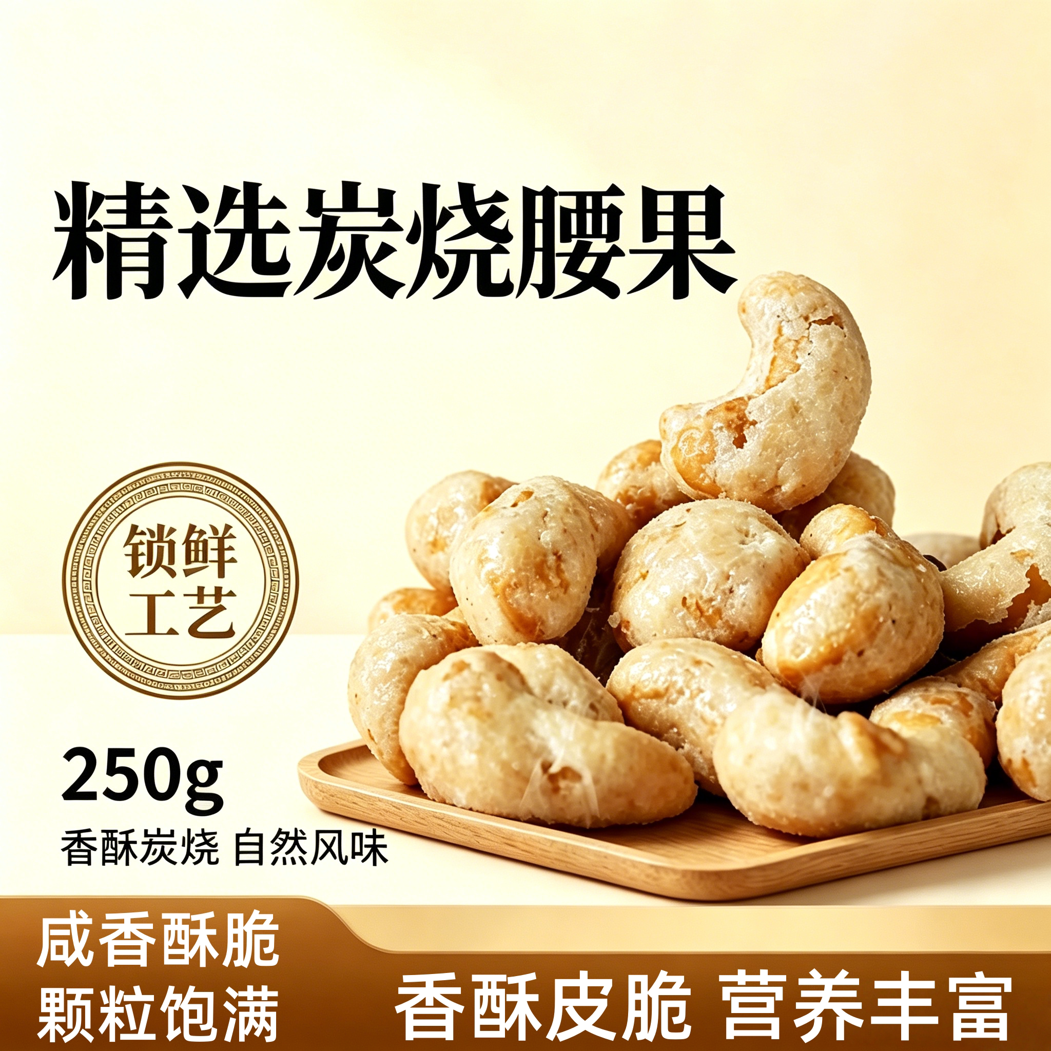 央妈精选新货炭烧腰果仁250g孕妇坚果干果碳烤盐焗散装官方旗舰店