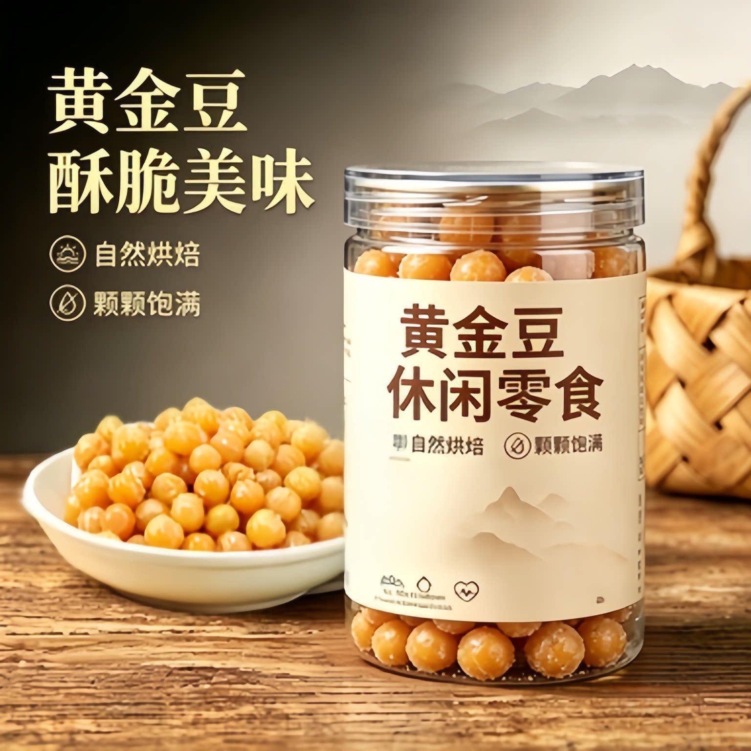 农科院黄金豆油炸豌豆罐装即食牛肉味香酥脆油炸碗豆零食商用5斤
