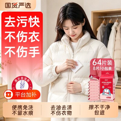 羽绒服清洁湿巾免洗强力去污衣物去渍湿纸巾去污干洗专用