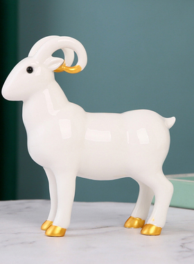 陶瓷珍藏版三羊开泰补角风水摆件客厅酒柜家装饰品办公室开业乔迁