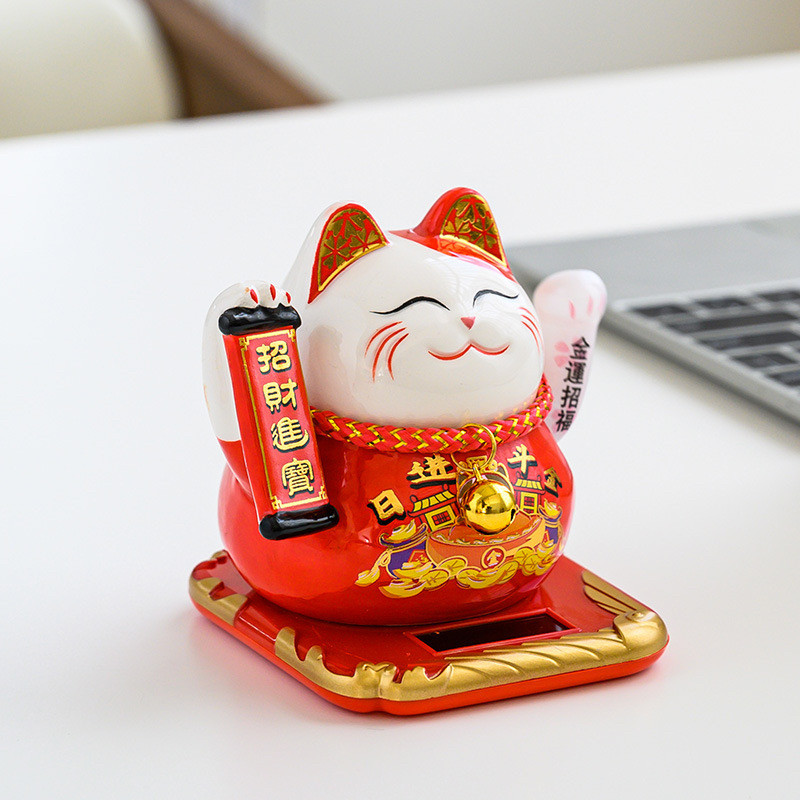 国潮宫廷招财猫小摆件店铺前台开业礼品陶瓷创意客厅装饰礼品