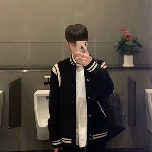 ins韩版宽松夹克男秋冬加棉权志龙明星同款毛呢棒球服外套女情侣