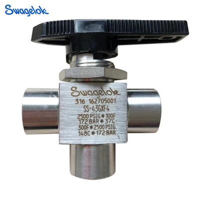 世伟洛克固定球阀 高温高压无泄漏 三通式工业NPTF固定球球阀