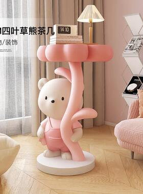 创意小熊装饰托盘摆件落地客厅电视柜沙发旁茶几新房家居软装饰品