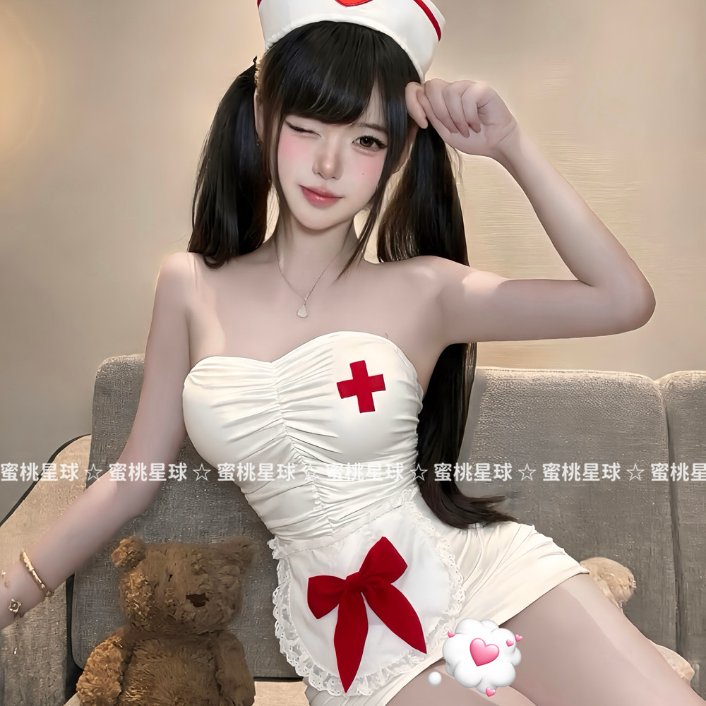 性感一字肩小护士包臀裙制服