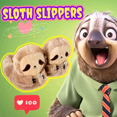 跨境新品卡通可爱树懒拖鞋sloth slippers动物毛绒玩具居家室内鞋