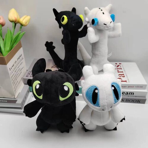 跨境爆款无牙仔toothless dancing dragon黑白跳舞龙毛绒填充玩具