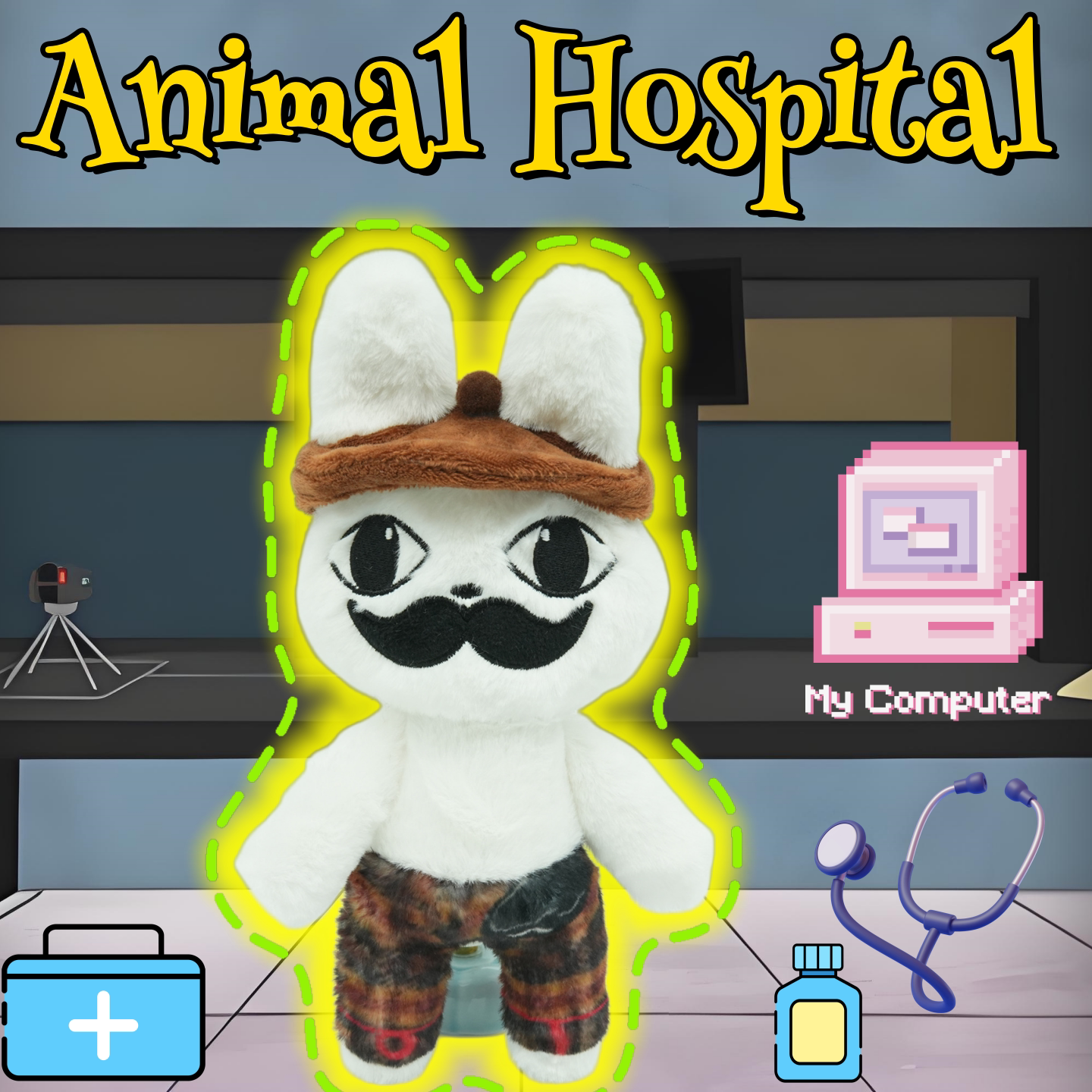 Animal Hospital plush动物医院游戏白色兔子周边毛绒玩具礼物