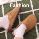 钓鱼外穿懒人鞋 真皮软底包头拖女软木厚底博肯半拖鞋 男大码 勃肯鞋