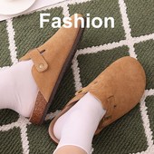 勃肯鞋 钓鱼外穿懒人鞋 男大码 真皮软底包头拖女软木厚底博肯半拖鞋