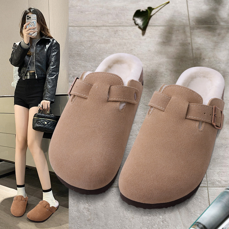 勃肯鞋三喜同款真皮软木平底牛皮钓鱼博肯鞋女休闲包头拖鞋一字拖,女鞋,包头拖,淘宝优惠券,粉丝福利购,淘宝优惠卷