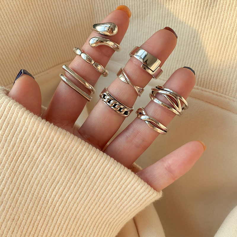 女简约小众复古素圈开口食指戒指