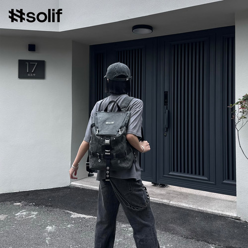 solif黑曜双肩包旅行轻便电脑包