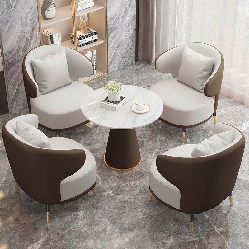 洽谈桌椅组合售楼处接待会客休闲单人沙发商场美容院酒店岩板茶几