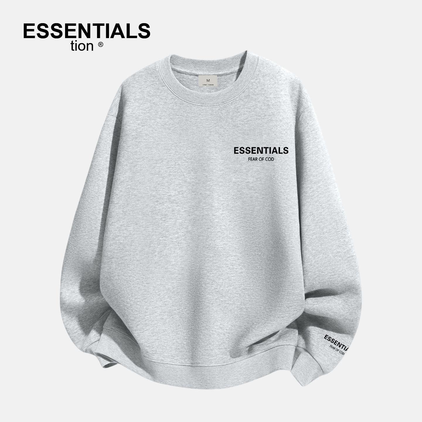 ESSENTIALS官方秋冬季刺绣圆领卫衣男女情侣装灰色复线加绒加厚潮