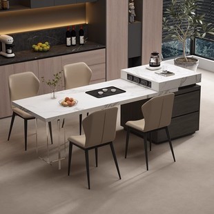高端岩板岛台餐桌一体现代简约家用餐桌简约轻奢可餐桌组合多能