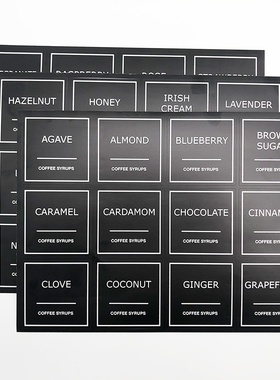 2.5inch咖啡糖浆调味标签36贴 防水可擦写厨房不干胶标签贴纸