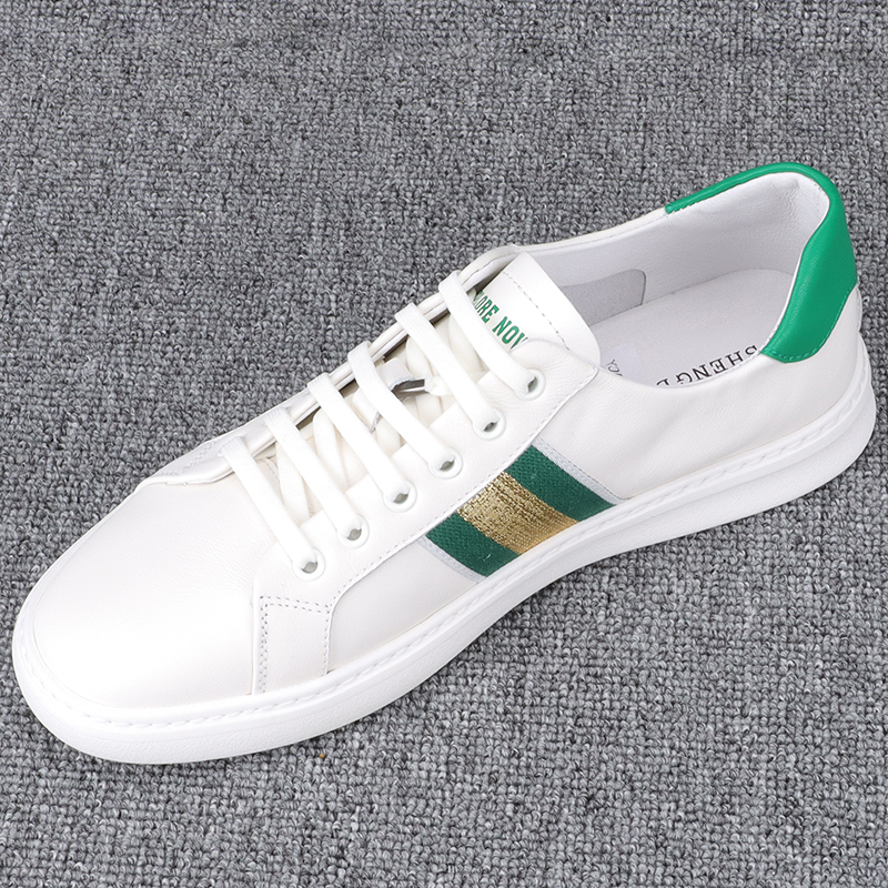 板鞋男夏季2023新款纯皮男士小白鞋潮系带百搭休闲鞋低帮青年单鞋