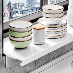 免打孔厨房窗台延伸板碗碟置物架加宽窗户磁吸隔板延长碗架收纳架