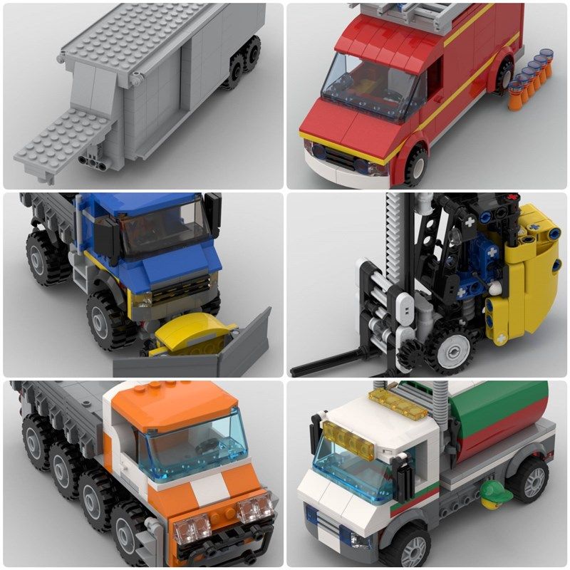 定制积木创意设计玩具高轨卡车叉车双货运拖车油罐车卡车消防车,玩具/童车/益智/积木/模型,普通塑料积木,淘宝优惠券,粉丝福利购,淘宝优惠卷