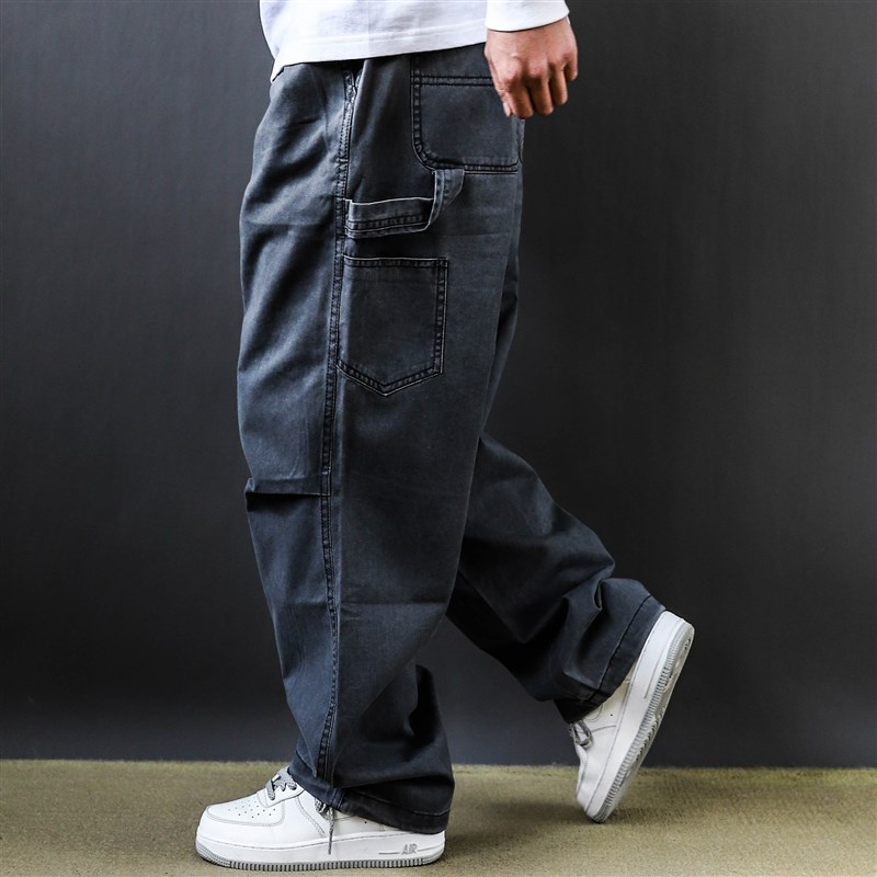 美式机能深灰色工装裤男潮牌多口袋宽松阔腿2025户外潮流休闲长裤