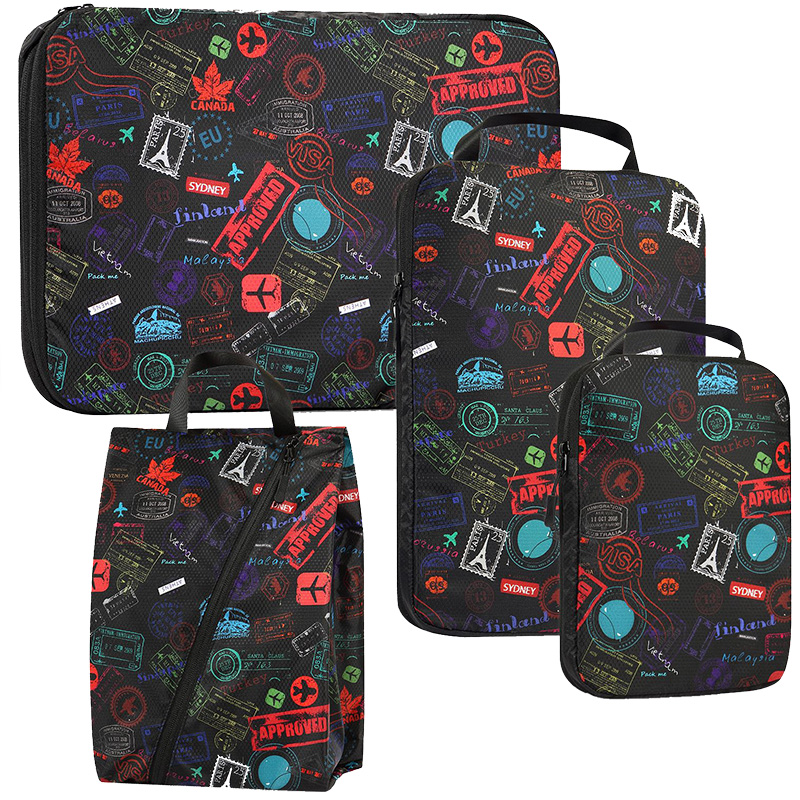 旅行收纳袋四件套行李箱衣物分装袋可携式防水防尘衣服羽绒服压缩