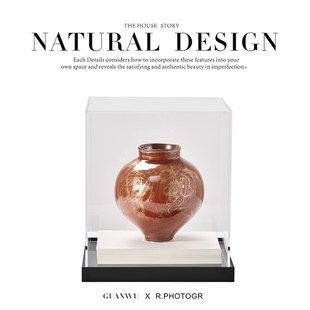 新中式亚克力罩古典黑色陶瓷摆件样版房售楼处书柜隔断博古架饰品