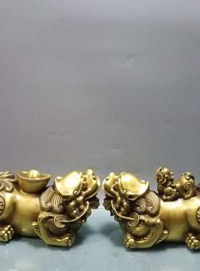 纯铜貔貅一对皮休皮修貌貅客厅店铺玄关装饰品开业送礼工艺品摆件