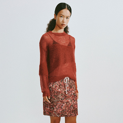 introutro镂空马海毛套头衫