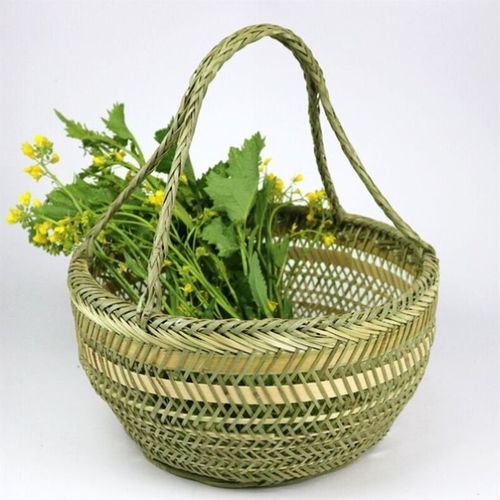 极速菜篮b子竹编手工收纳水果手提竹篮子竹筐圆篮竹器挂篮鸡蛋篮