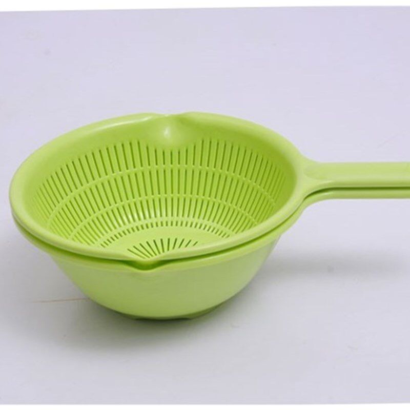 极速plastic long handle rice zcolander strainer filter green