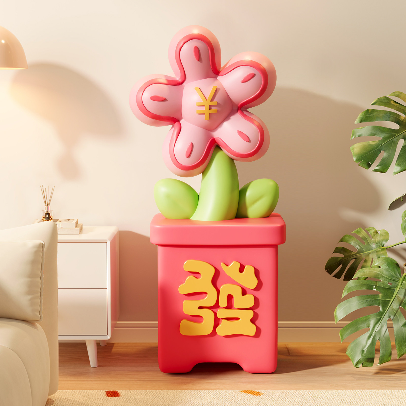 有钱花客厅大型落地摆件转运招财电视柜沙发旁装饰品乔迁开业礼物,家居饰品,落地摆件,淘宝优惠券,粉丝福利购,淘宝优惠卷