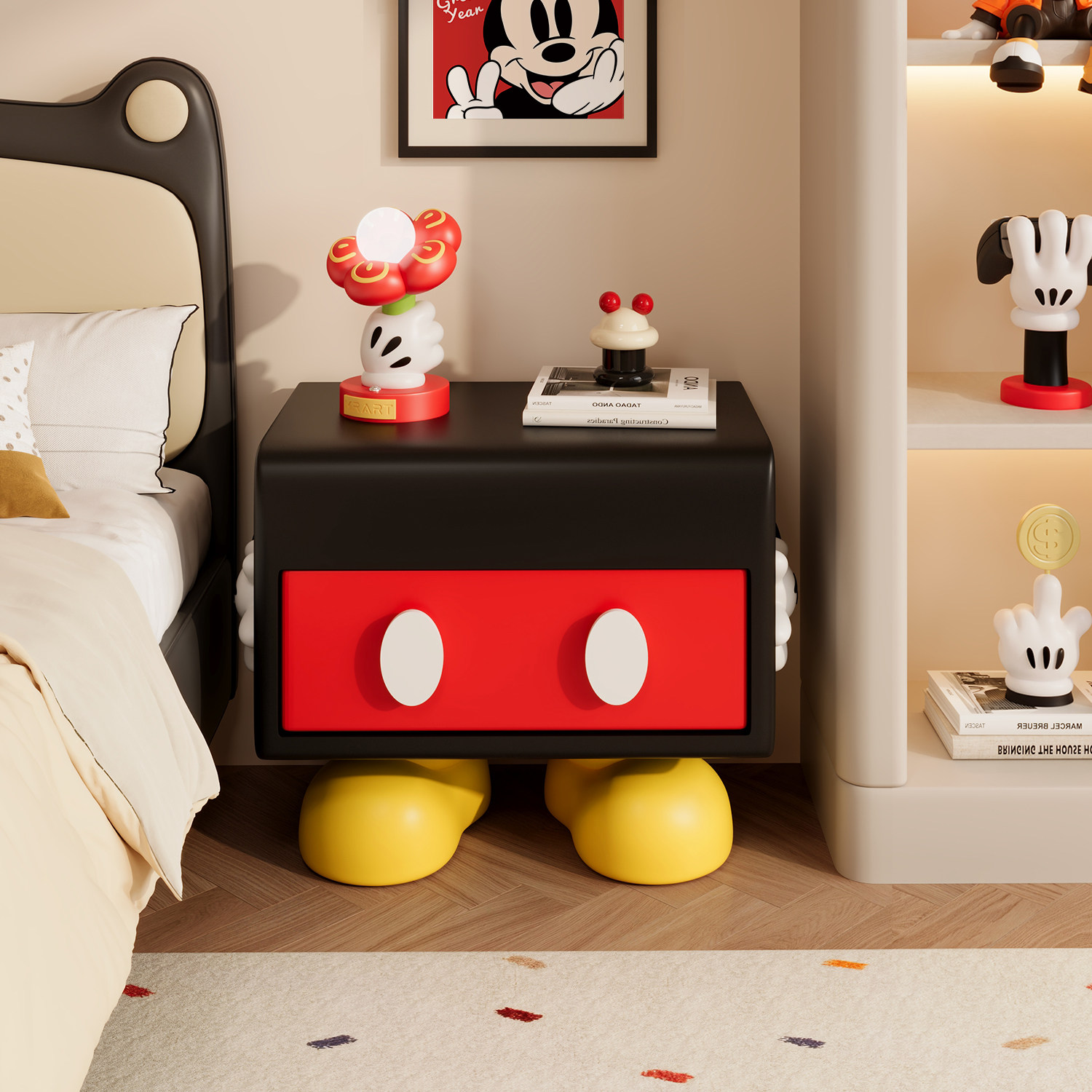 米奇床头柜家用卧室儿童床边柜小众设计感储物收纳柜置物架替代品,住宅家具,床头柜,淘宝优惠券,粉丝福利购,淘宝优惠卷