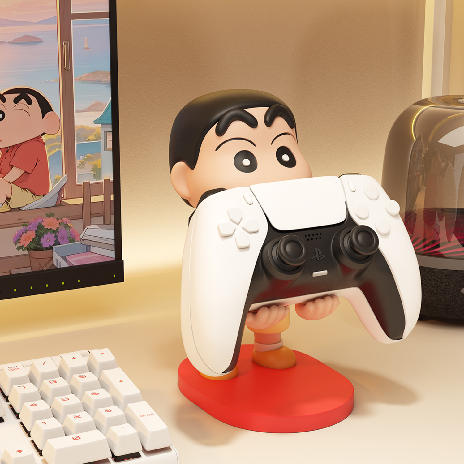 蜡笔小新ps5游戏手柄支架switch底座ps4ps5展示架电竞房桌面摆件