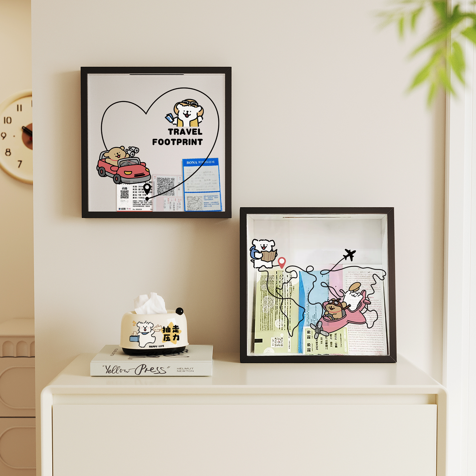 可爱小狗演唱会票根收纳相框挂墙